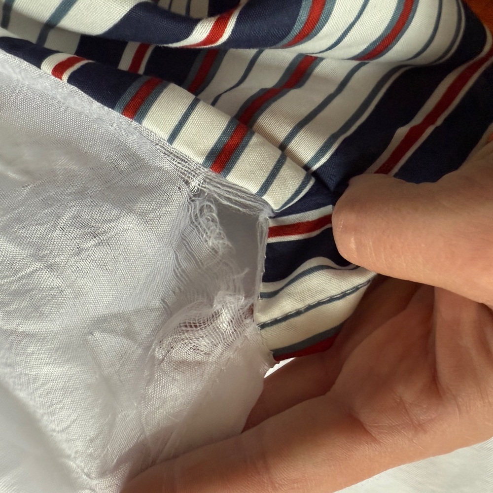 Polo by Ralph Lauren Striped Bed Skirt in Navy and Red